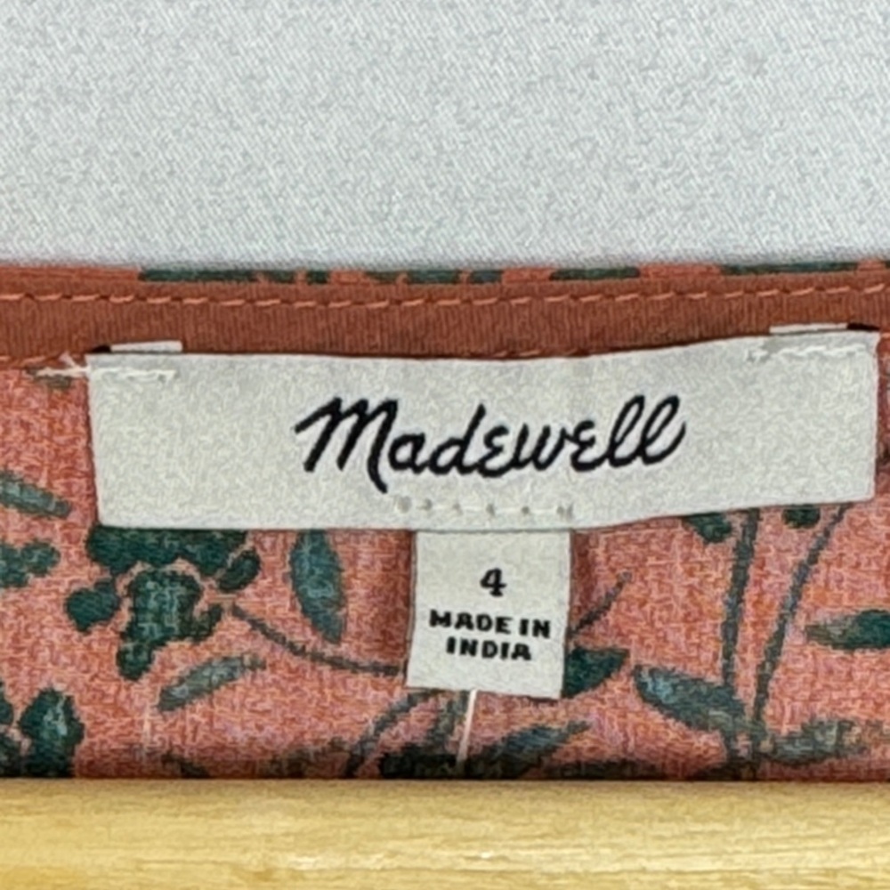 Madewell Amari Twist Detail Shirt Sunset Haze Orange Green Size 4 V Neck - Picture 6 of 15